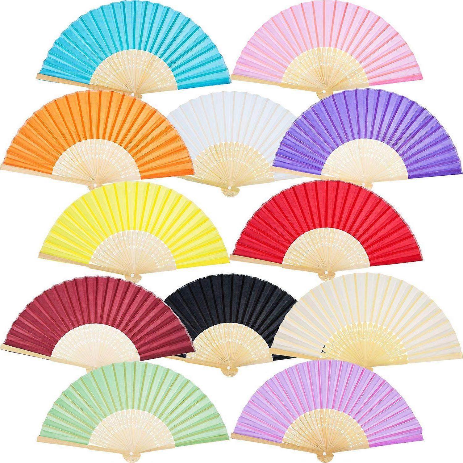 Hand Held Fans Silk Bamboo Folding Fans - Practical Cooling Tool