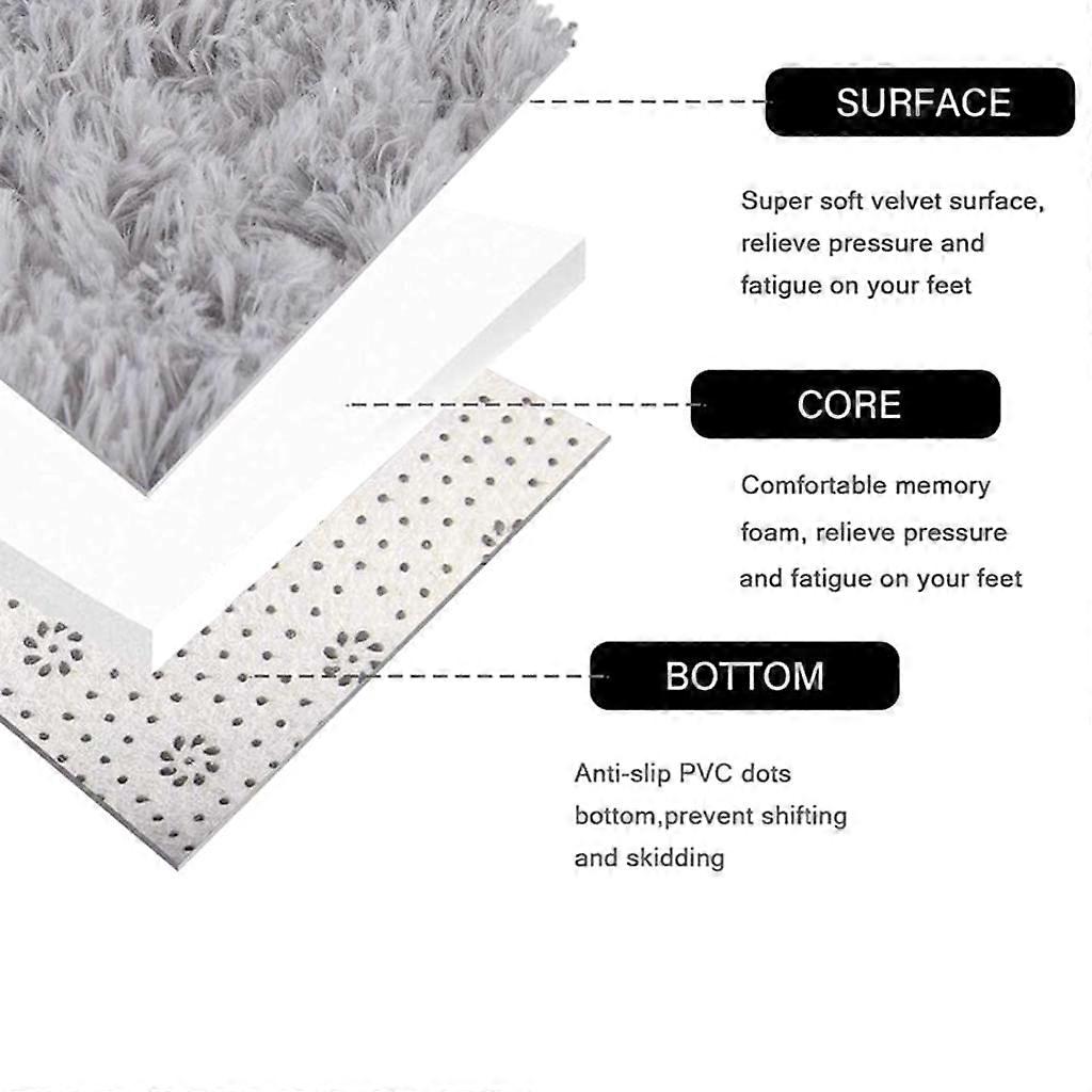 Alfombra Peluda Plateada Suave Para Salón - 230x160 Cm, Antialérgica, Fácil De Limpiar, Estilo Moderno