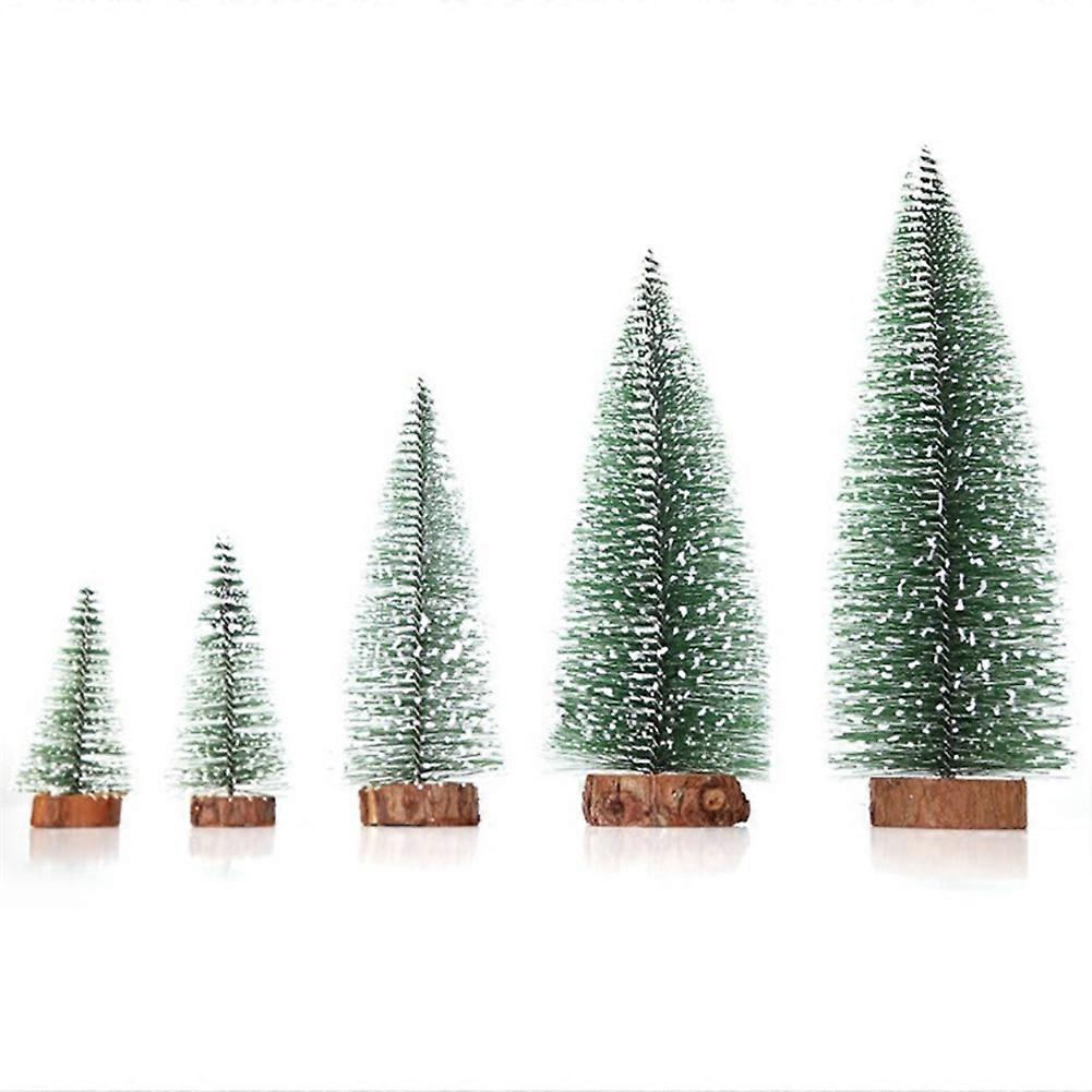 Mini Christmas Tree Small Pine Trees on the Wooden Base Home Desktop Decoration