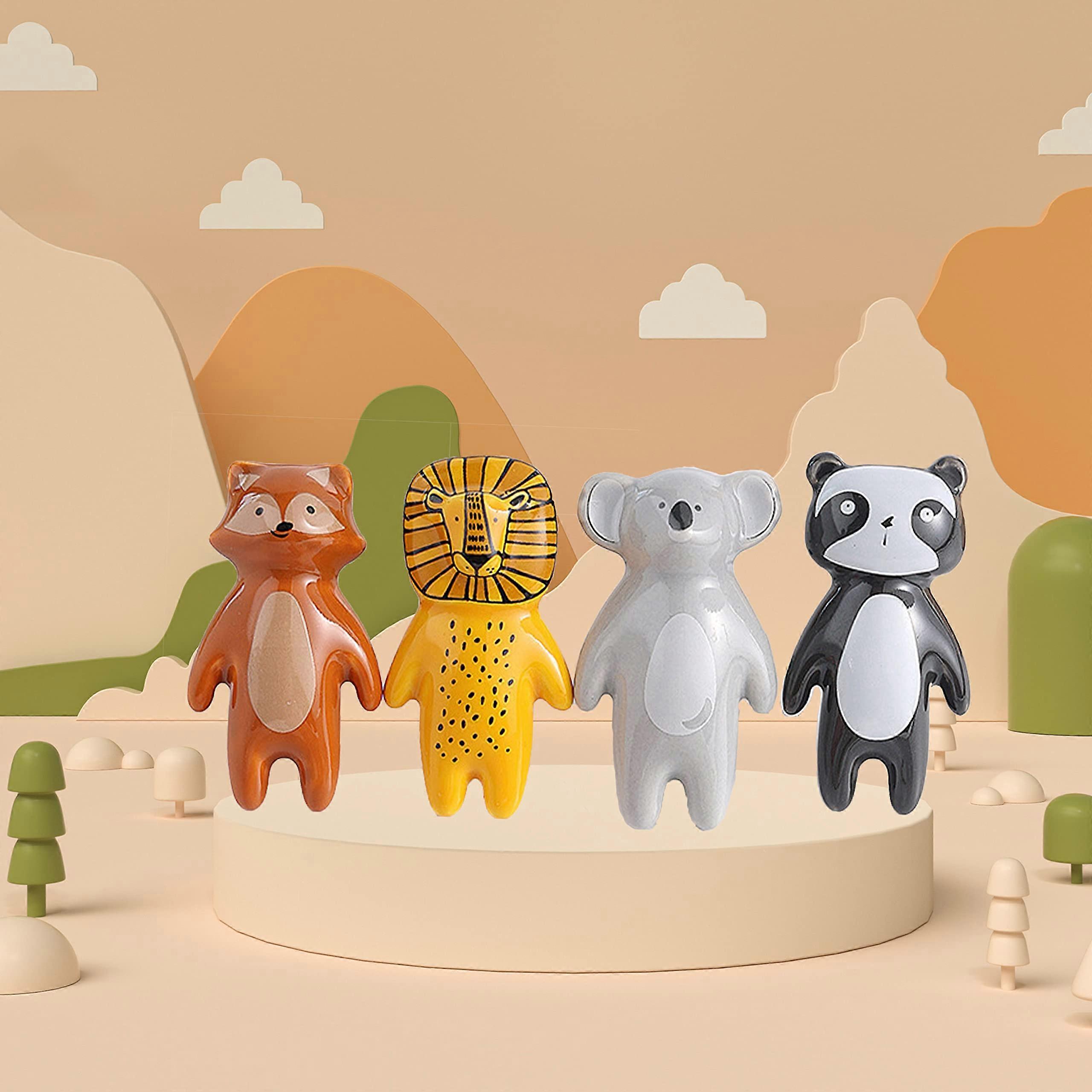 4 Pieces Cabinet Knobs Ceramic Door Knobs Cabinet Knobs Handle Furniture Drawer Kitchen Animal Design