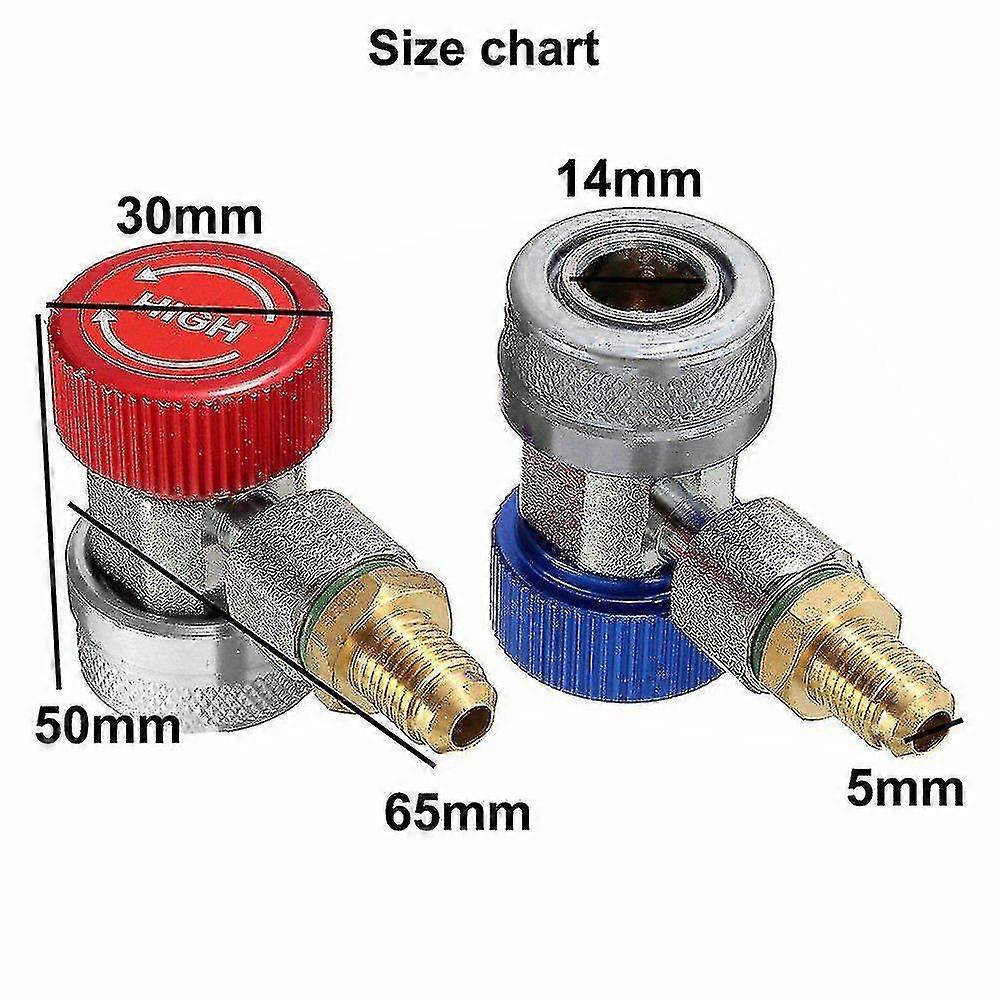 2x R134a Quick Connector Adapter Coupler Auto A/c Manifold Gauge Low ...
