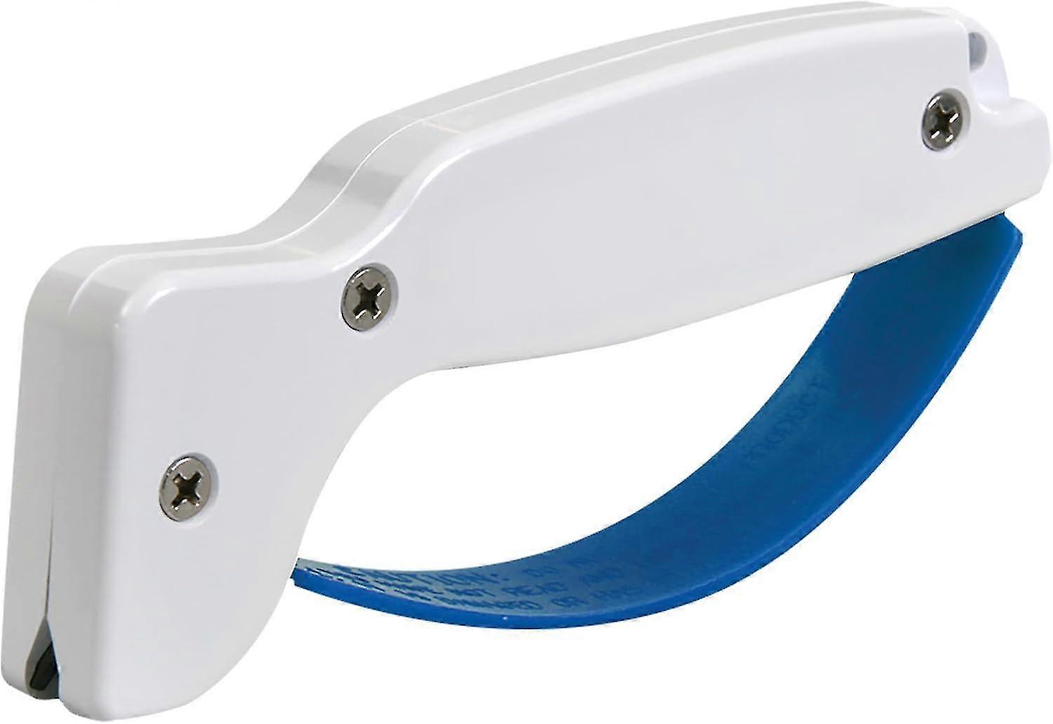 AccuSharp Knife & Tool Sharpener, Restores, Hones & Sharpens Straight & Serrated Knives, Hand-Held Tungsten Carbide Sharpening Tool, White & Blue, 1 P