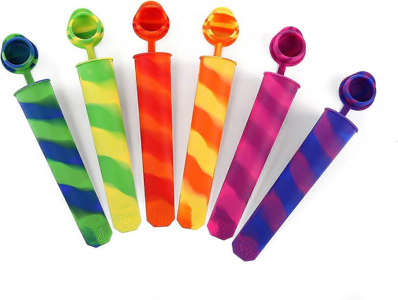 LINJOU 6pcs Silicone Ice Pop Molds, Ice Lolly Moulds Flexible & Durable - Reusable Silicone Ice Pop Maker Mold Set
