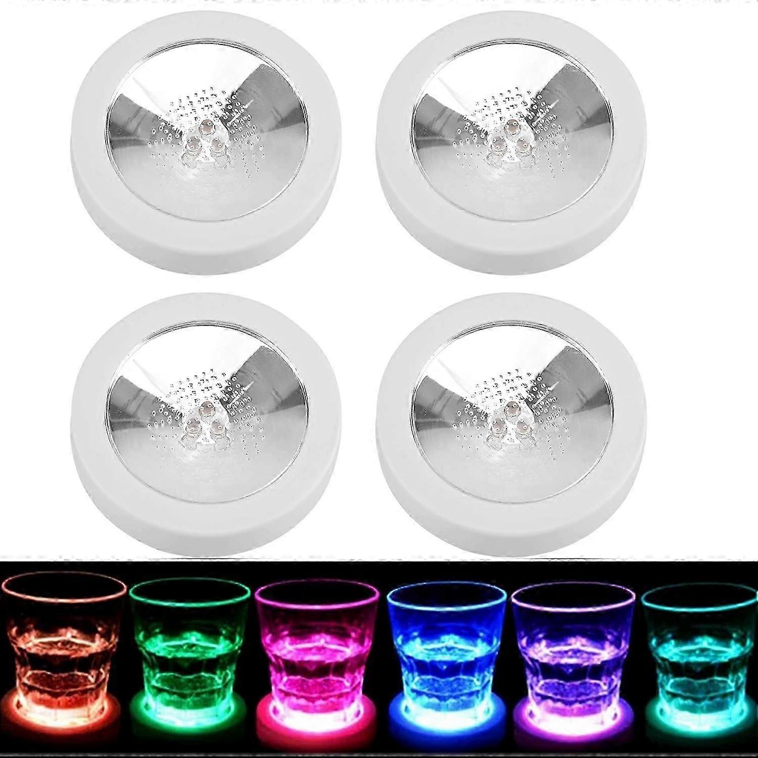 4pcs LED Drink Coasters Cup Coaster with Light Gravity Sensor Drink Pads for Bar Party ClubWhite)