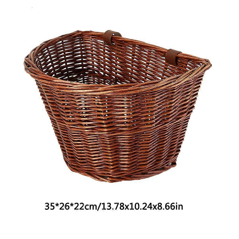 Multi-functional Rattan Bike Basket Front Pannier Bag Practical Durable Scooter Handlebar Storage Container Bicycle Accessories