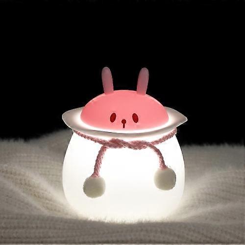 Smart Sensor USB Bedside Silicone Night Light, Voice Control-Pink Rabbit