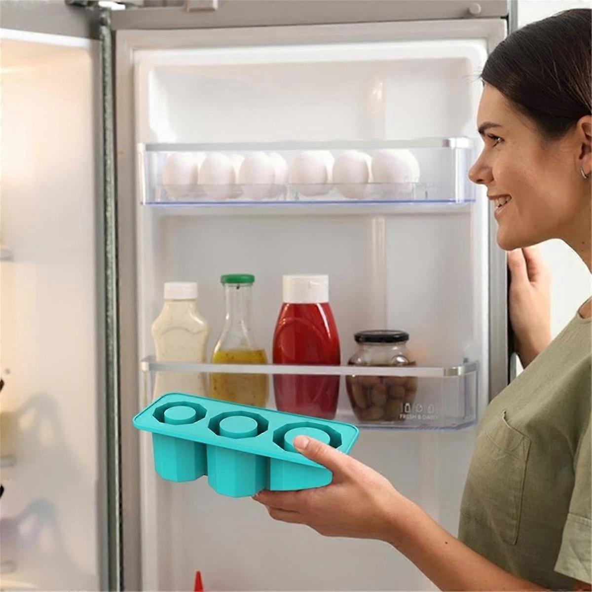 Ice Square Tray for Cups, Silicone Ice Square Molds with Lid for Making 3 Hollow Cylinder Ice Cube