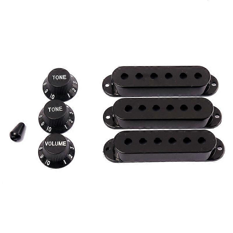3Pcs Guitar Pickup Cover Volume Tone Knobs Switch Tip Parts Set,Black