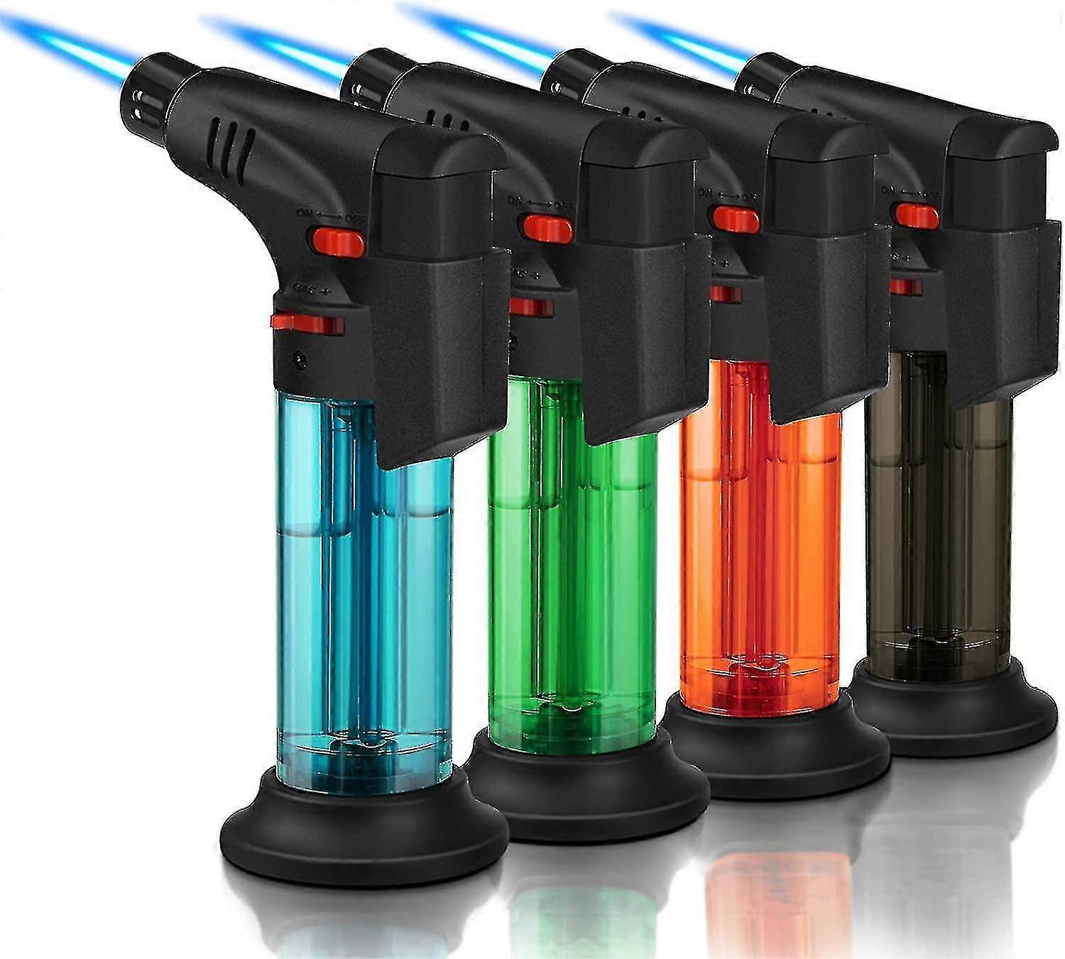 4 Pack Torch Lighter, Jet Flame, Butane Gas, Mini Refillable Windproof Lighter For Candles, Fireplace, Bbq (gas Not Included)