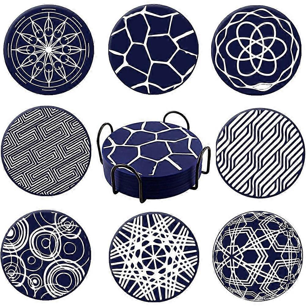 8Pcs Silicone Coaster, Drink Coaster with Holder, Coffee Coaster, Suitable for Bar, Desktop, Non- D