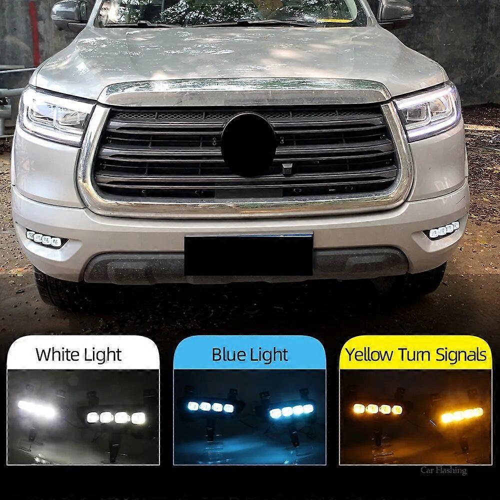 CSCSNL 2Pcs Car DRL For Great Wall Gun 2019 2020 LED Daytime Running Lights with Turn Signal Yellow Style 12V Day Driving Lights