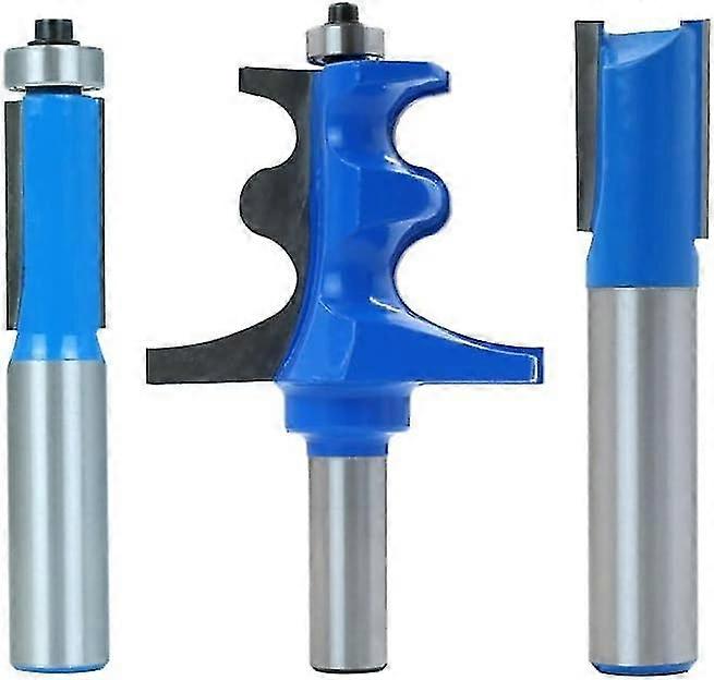 Macromoleculc 3pcs 12.7mm Shank Woodworking Milling Cutter Set Router Bit End Mill Machine Grooving Knife With Bearing Trimming Tools