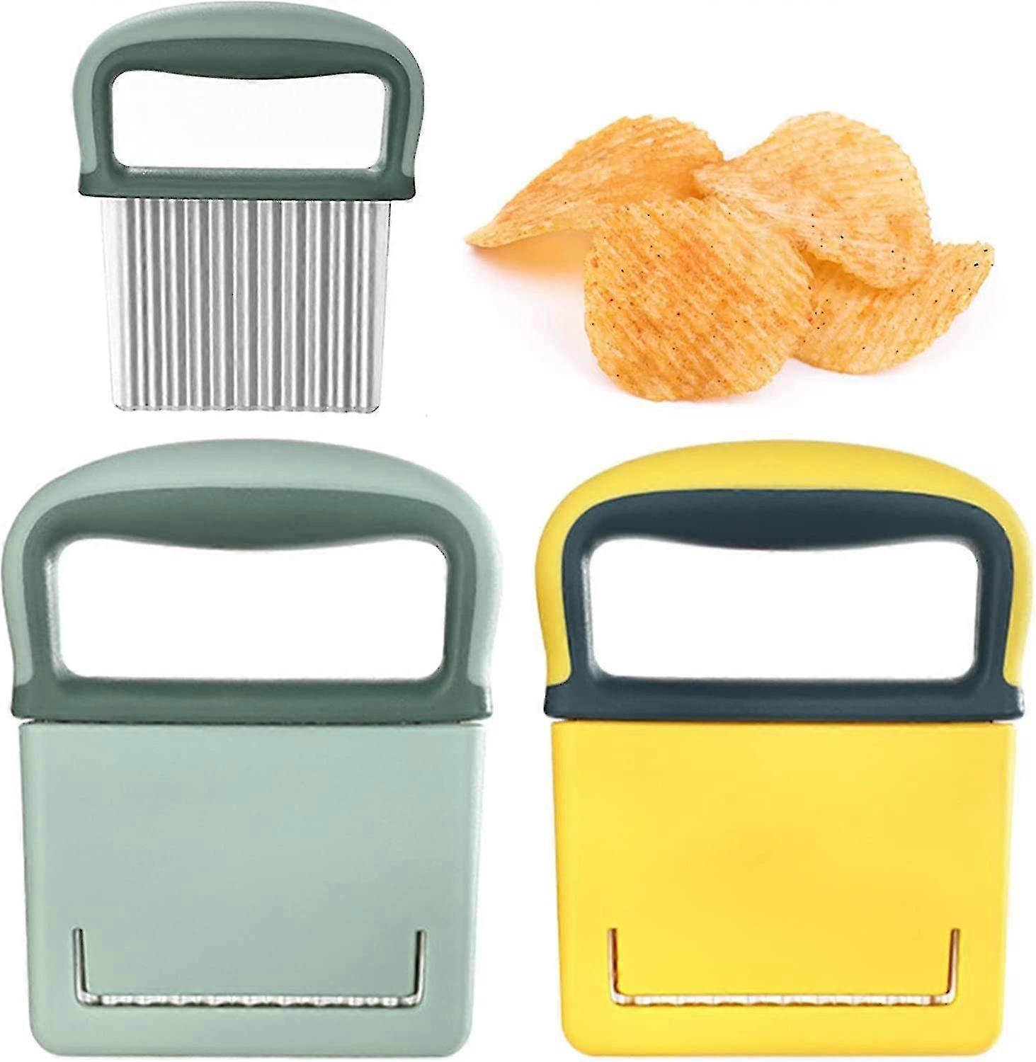 Crinkle Cutter, Crinkle Chip Cutter Soap Cutter Stainless Steel Potato Chipper Chip Cutter With Comfortable Handle Wavy Edge Crinkle Choppers For Vege