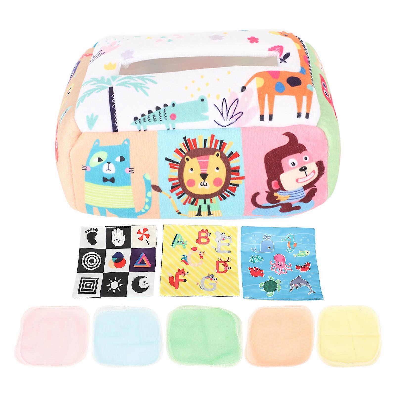 Baby Tissue Box Toy Soft Cotton High Elasticity Finger Exercise Sensory Tissue Box for Educational Cartoon