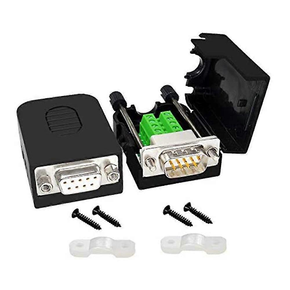 DB9 Lehimsiz Konnektör RS232 D-SUB Seri - 9-Pin Bağlantı Noktası Terminali Erkek Dişi Adaptör Kasalı (1