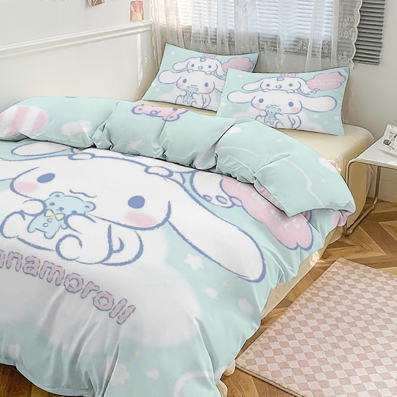 a2490 Tecknad Cinnamoroll 3-delad bäddset Varm och bekväm Kawaii sängkläder Söta mjuka mikrofibersängkläder för pojkar flickor barn jfr2490