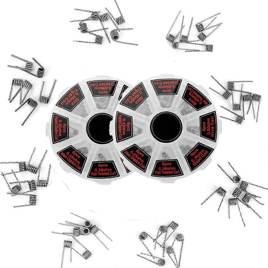 96 pieces pre-compiled coil kit pre-compiled 8 in 1 self-winding resistance wire with 0.3 / 0.35 / 0.45 / 0.5 / 0.8 for RDA, RBA, RDTA