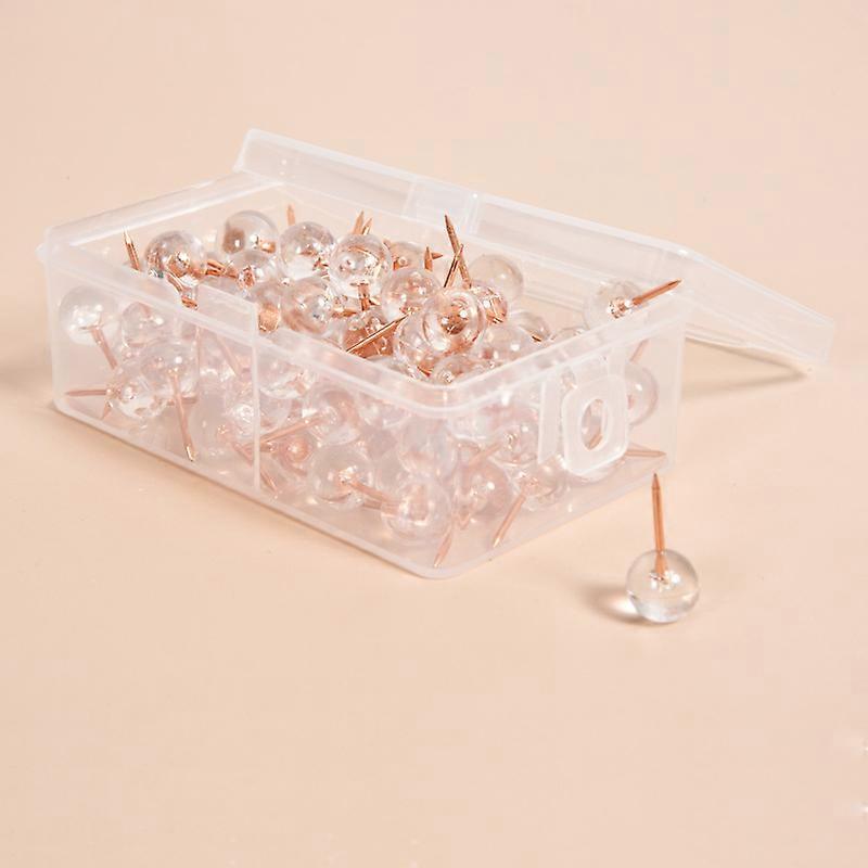 Sphere Push Pins, Clear Head with Rose Gold Prong, 100 Count,20*10mm