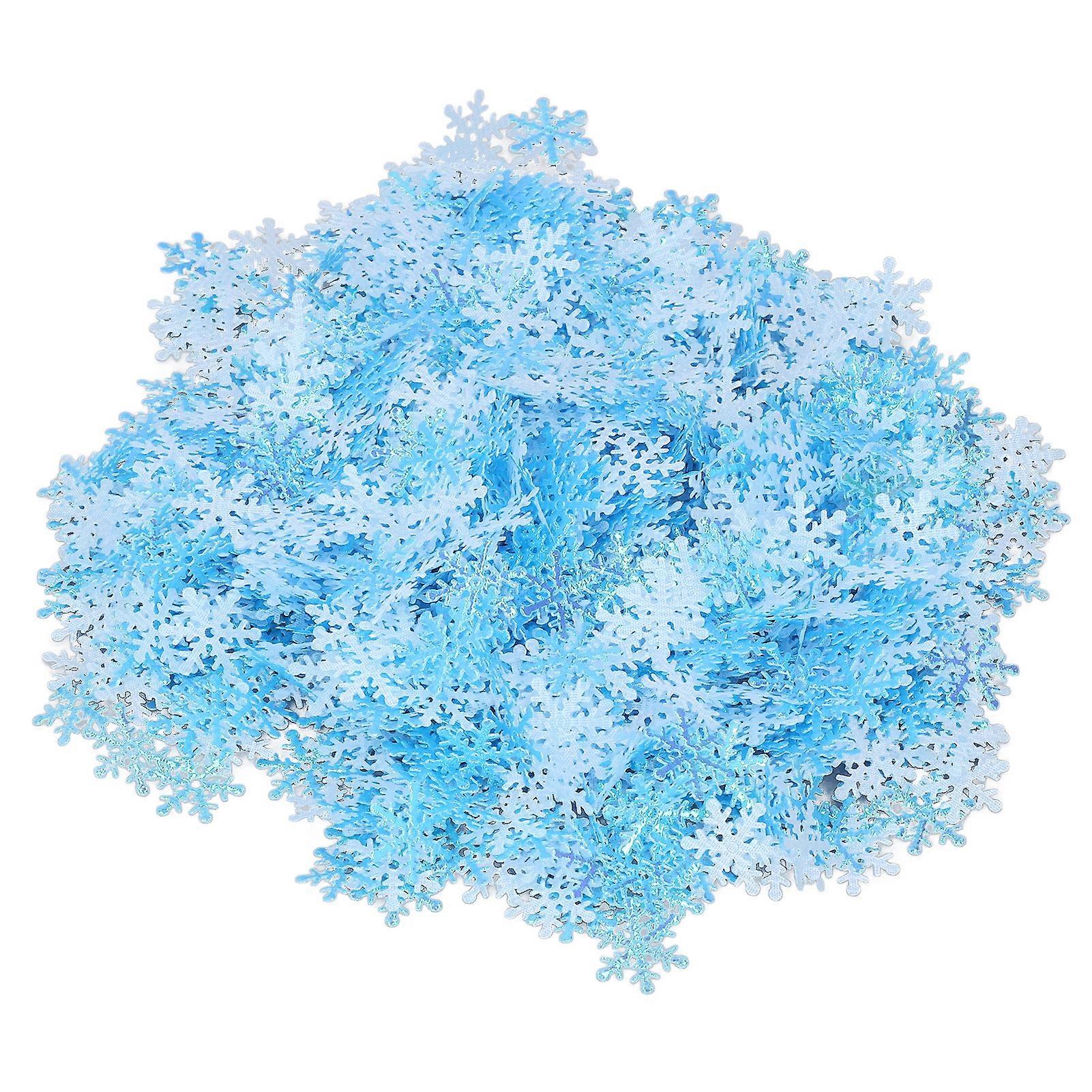 1000Pcs Snowflake Confetti 0.9in Vibrant Color Reusable Plastic Multi Purpose Christmas Confetti for Box Tree Vase Blue