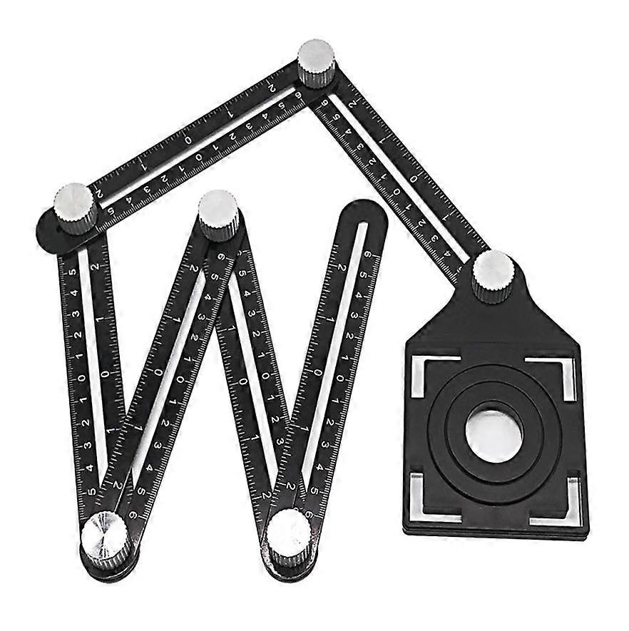 Multi-Angle Measuring Ruler, Angle Jig Tool Multi-Jig Bend Measuring Tool, 6-Sided Folding Ruler and Punch Locator for DIY Ceramic Tiles