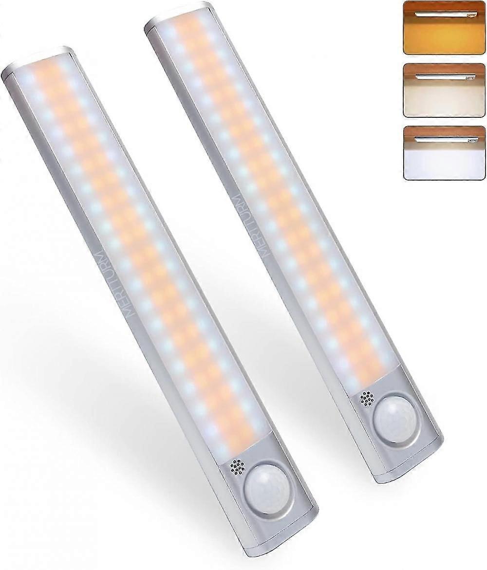80led Closet Light, Motion Sensor Light, Adjustable Brightness With 3 Colors, Usb Rechargeable, Wireless