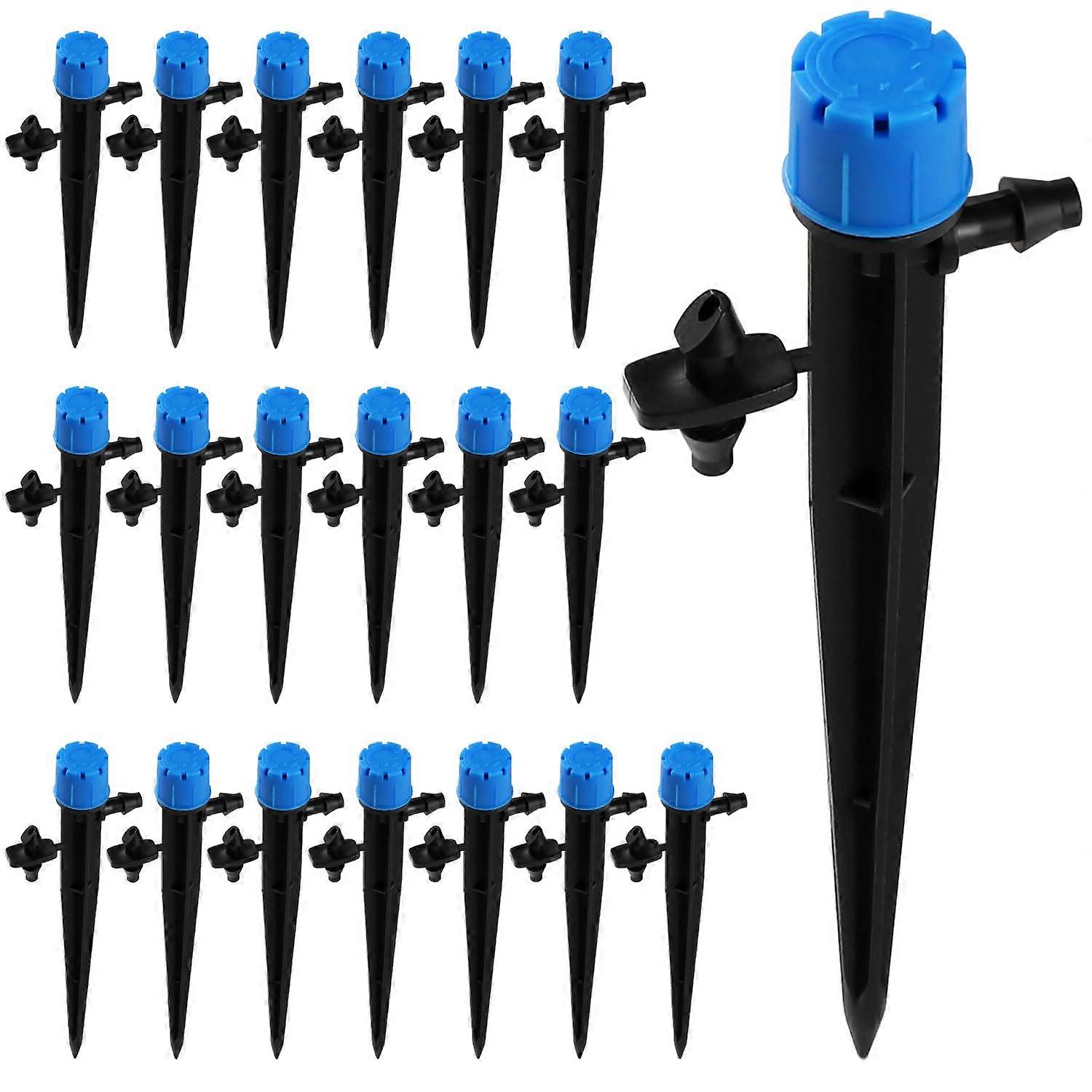 20 Pieces Adjustable Irrigation Dripper, 360 Degree 8-Hole Micro Drip Sprinkler Irrigation Dripper Insert, Blue (with Connector)