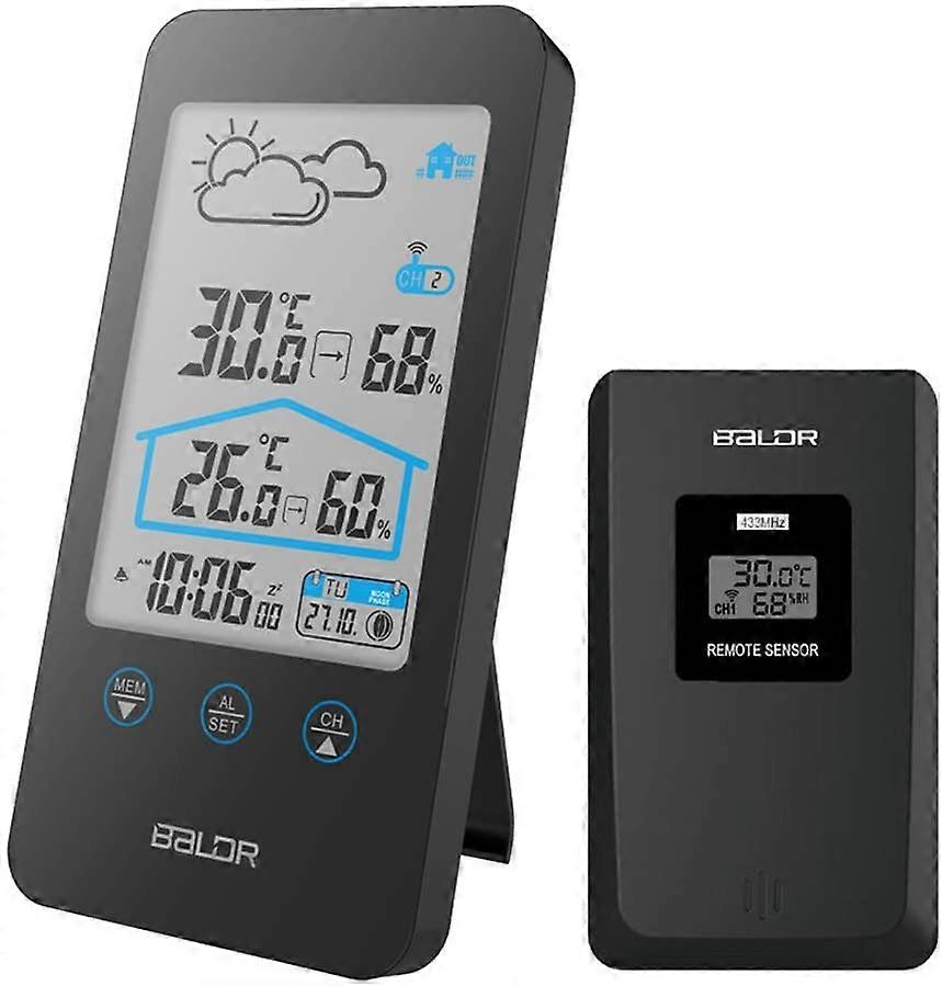 Digital Thermometer Hygrometer Practical Wireless Weather Stations with Outdoor Sensor Barometer Backlight Time Display