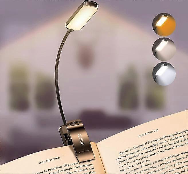 9 LED Reading Light, Rechargeable Clip Lamp, Stepless Dimming, 3 Eye Protection Modes (White/Amber/Mixed), 360 Flexible Neck, Lamp for Reading in Bed-