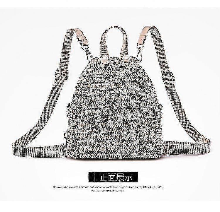 Zipper Straw Backpack Mini Ladies Outdoor Travel Backpack
