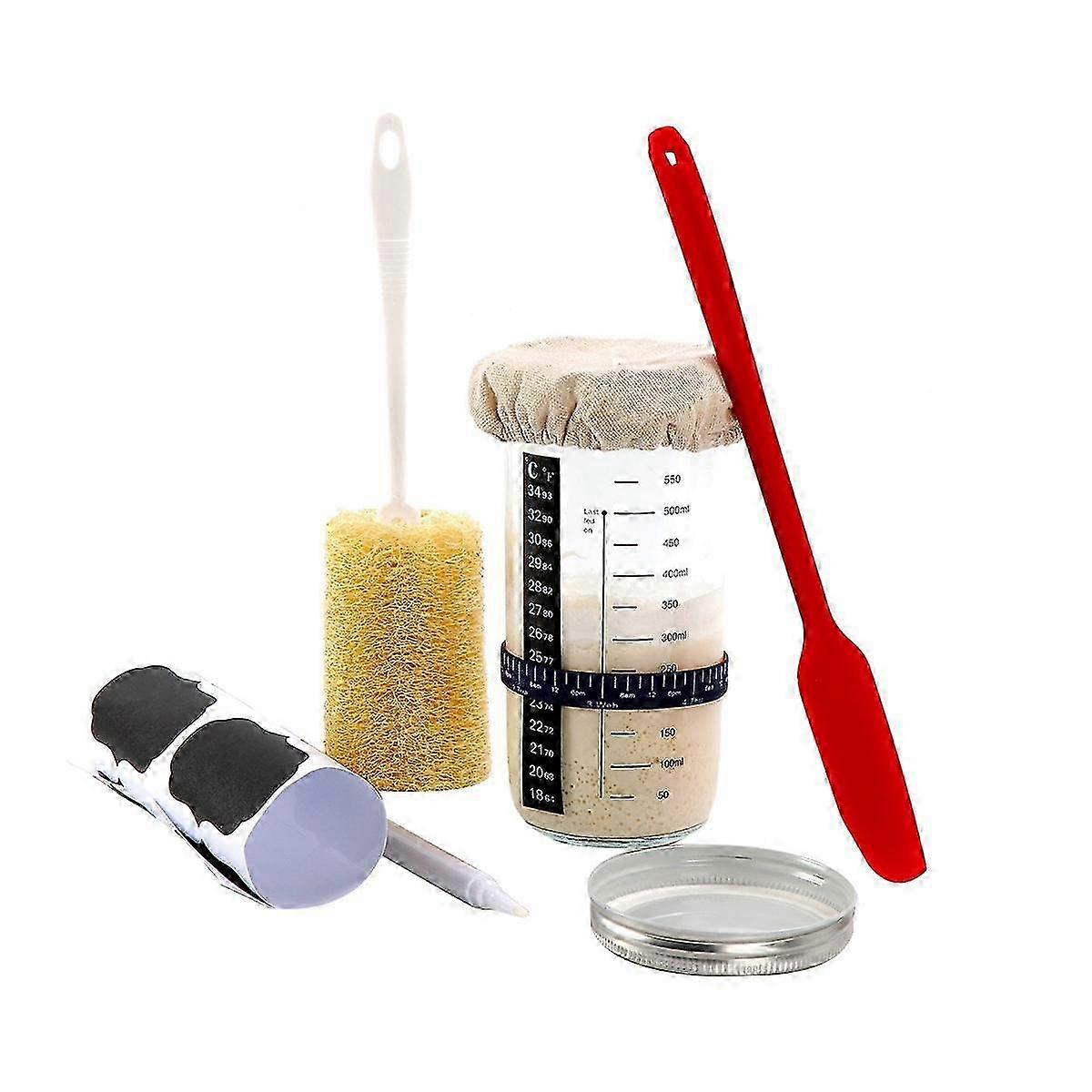 Sauerteigbrot-Set mit großem Fassungsvermögen Sauerteigglas mit 5 für das perfekte Sauerteigbrot