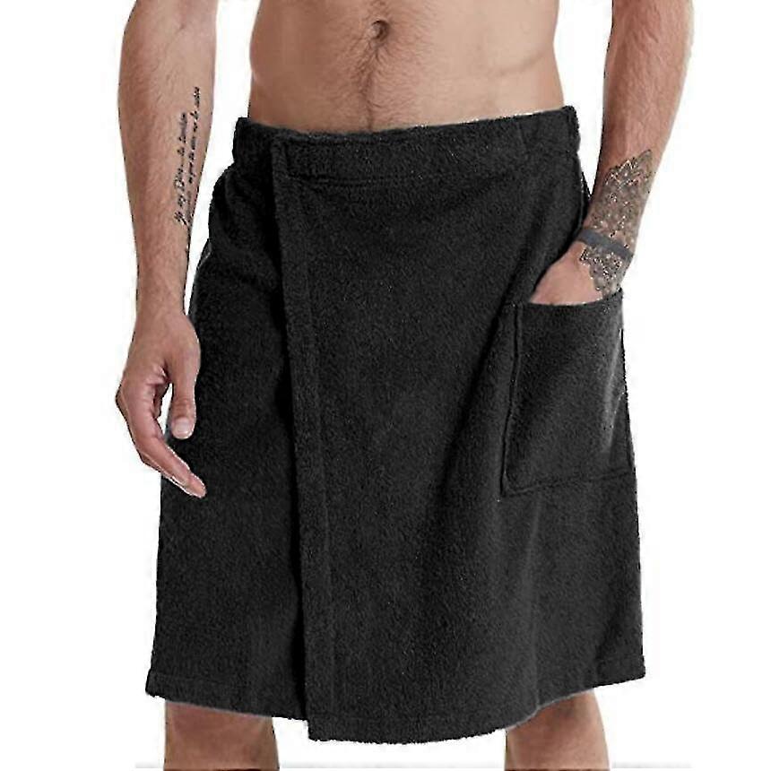 Microfiber Men's Spa Wrap Bath Towel (Black M)