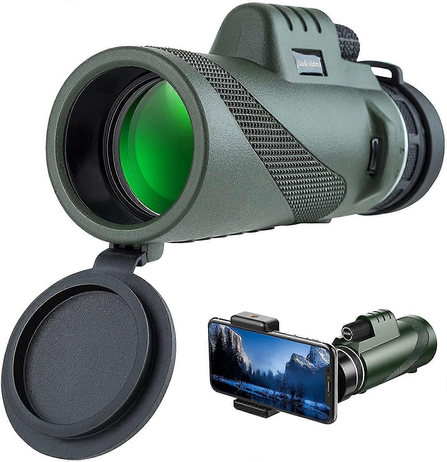 High Definition Monocular Telescope with Smartphone Holder & Tripod Monocular Telescope HD Dual Focus for Wildlife Bird Watching Hiking Camping (Green