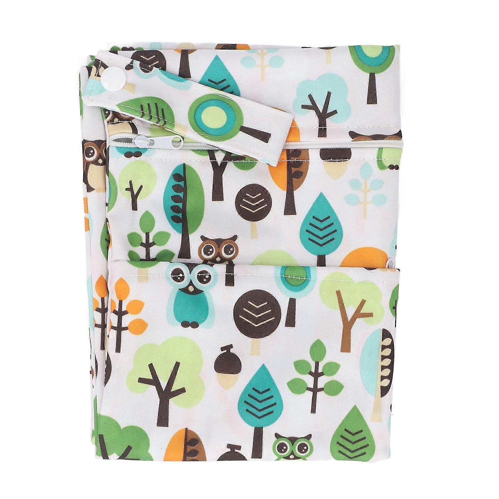 2pcs Diapers Wet Dry Bag Waterproof Double Zipper Printing Washable Reusable Wet Dry Diaper Organizer for Travel Daily Use B24