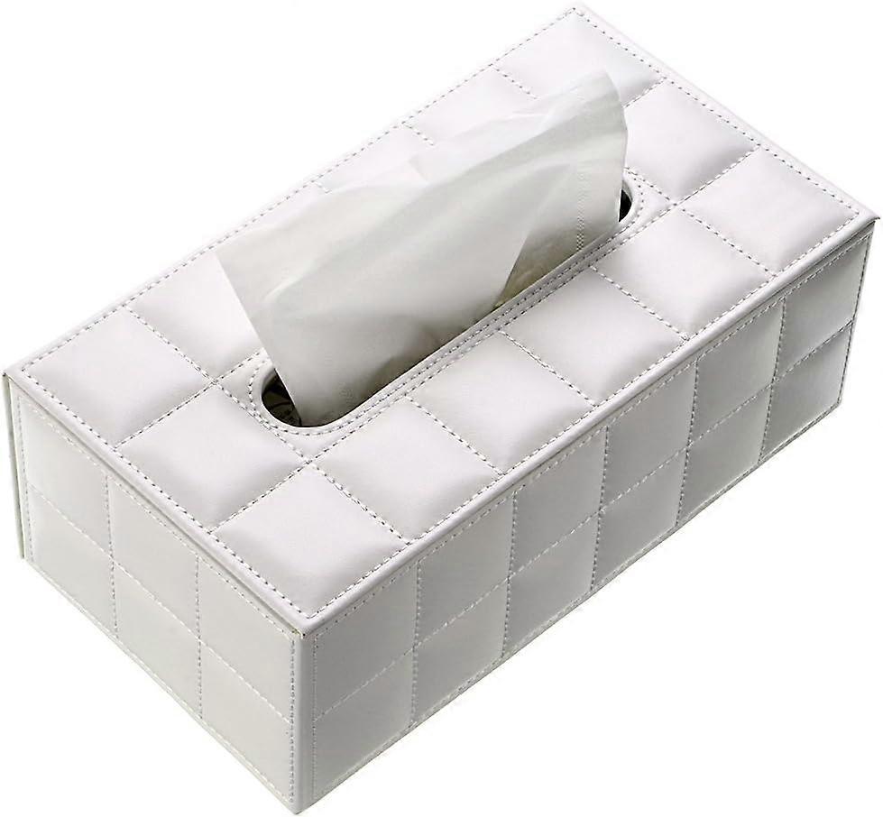 Rectangular PU Leather Tissue Box Elegant and refined decoration White