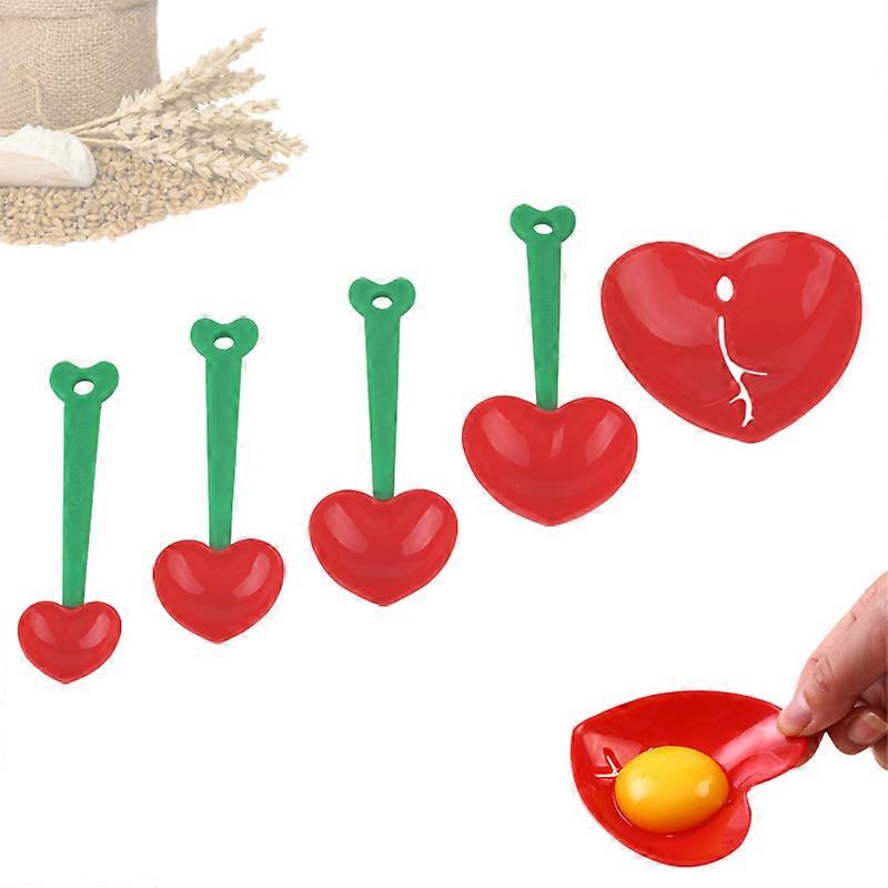 5 Pack Cherry Measuring Spoons Set, Love Heart-Shaped Measure Spoons and Egg Separator for Baking and cooking
