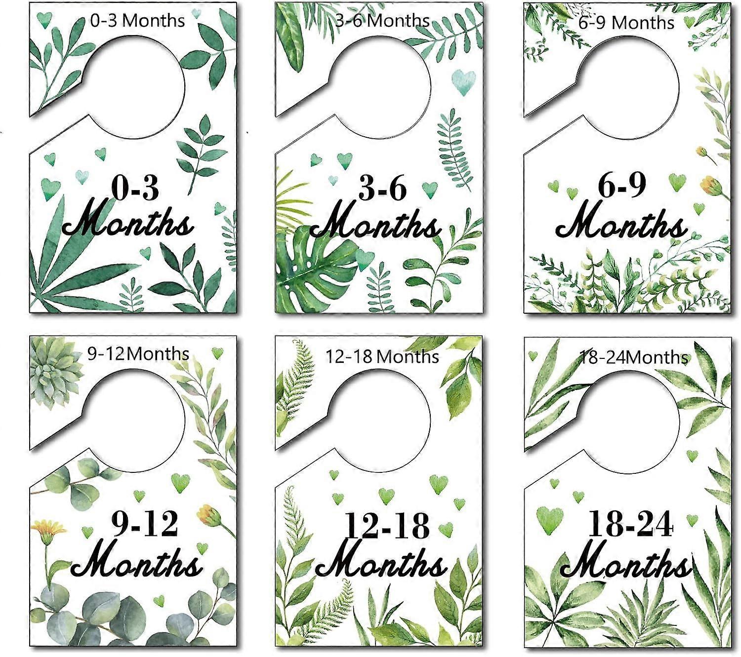 6Pcs Nursery Closet Organizer Dividers Clothing Rack Size Dividers Leaf Hanger Dividers for Clothing 0-24 Months Age Size Hanger Organization Shower R