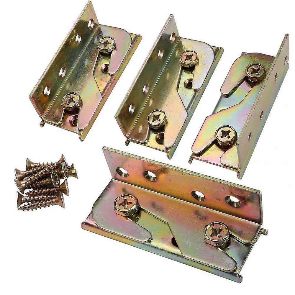 Bed Rail Brackets - Bed Rail Fittings - Heavy Duty Non-Mortise - Set of 4 (Screws Included)