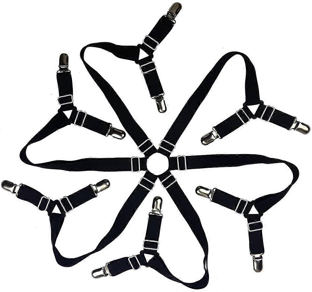 6 Sides Adjustable Elastic Bed Sheet Straps with Metal Clips
