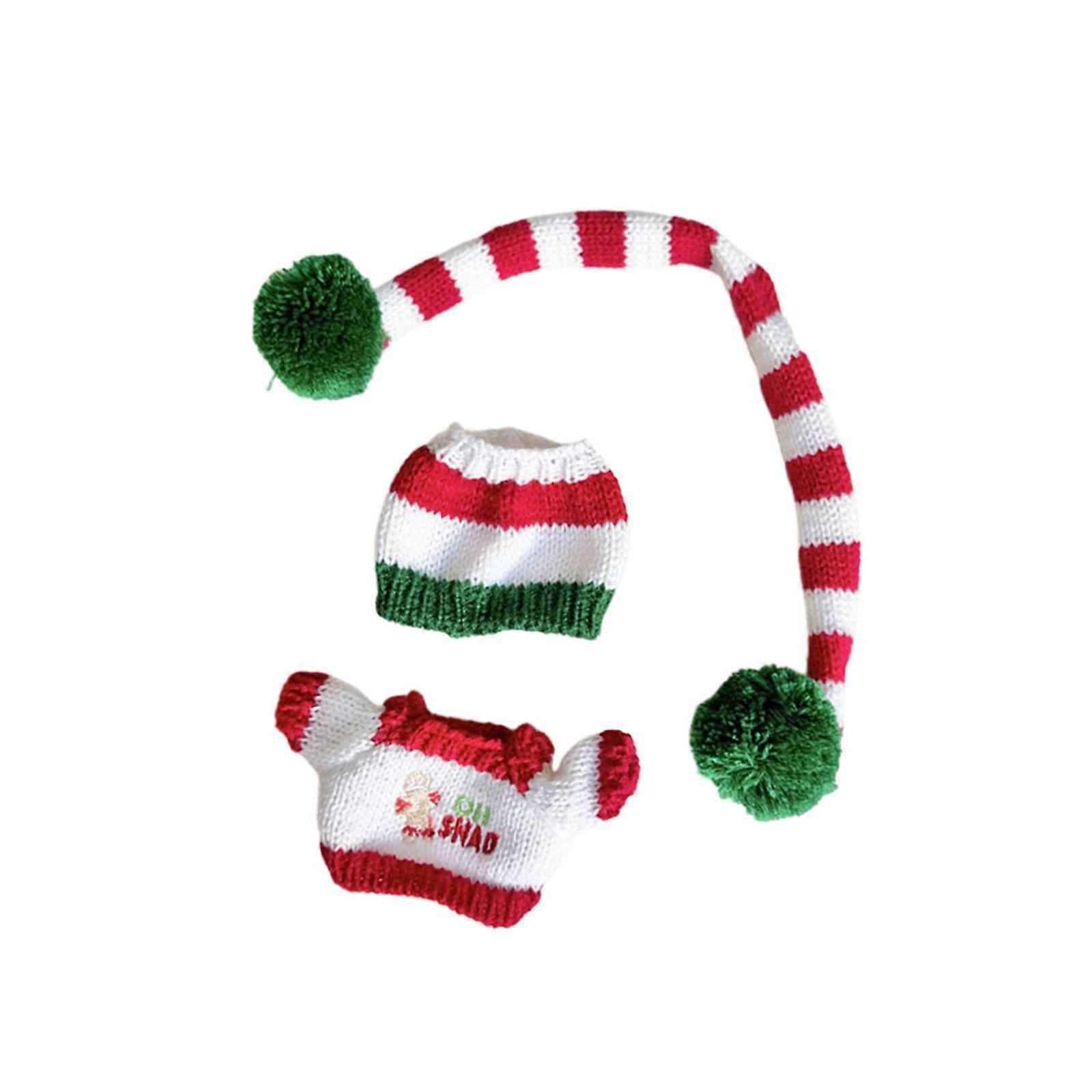 Mini dockkläder Xmas kläder Randiga söta dockkläder kostym för plyschdocka