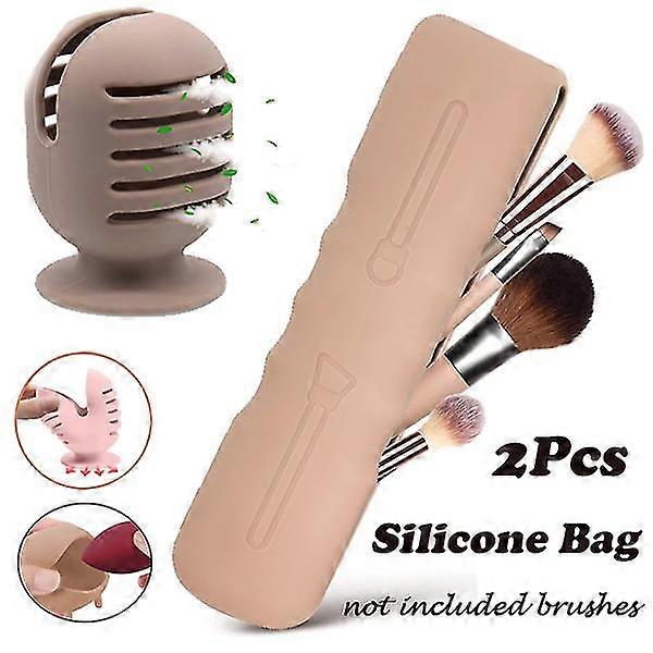 2st silikon sminkborste svamp mixer fall-resor (ingår ej borste)