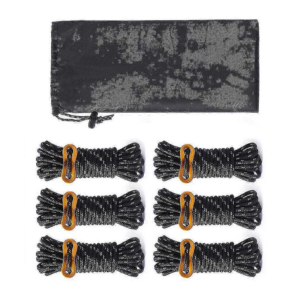 6 Pack Reflective 4mm Tent Cords Ultralight Camp Ropes-1