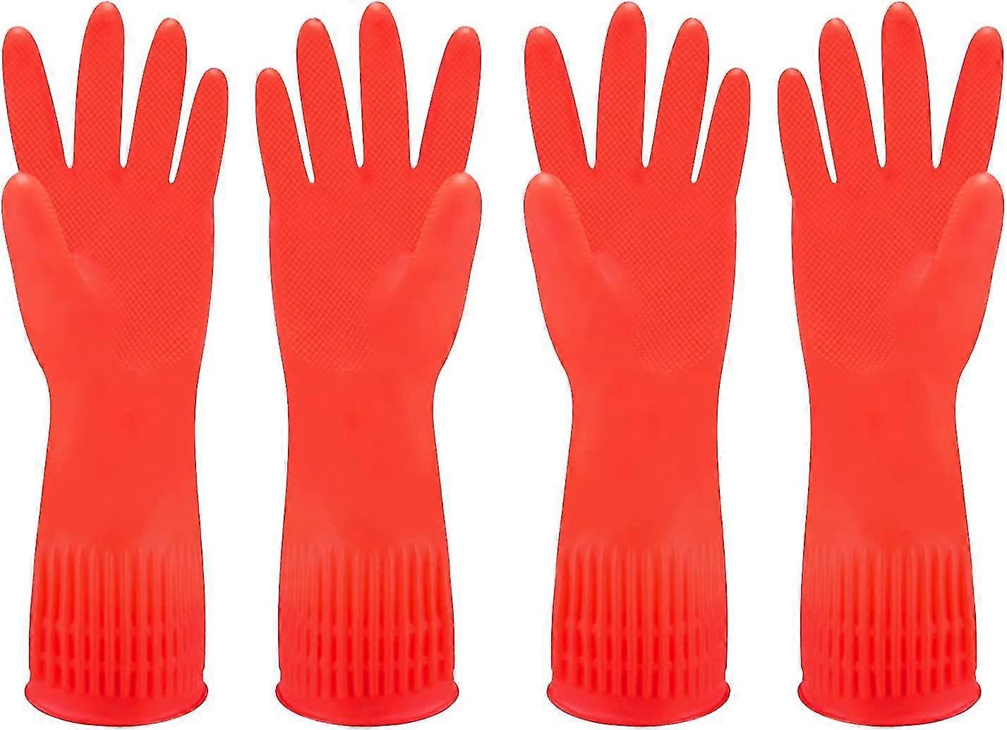 Rubber Dishwash Gloves 2 Pairs(s,orange)
