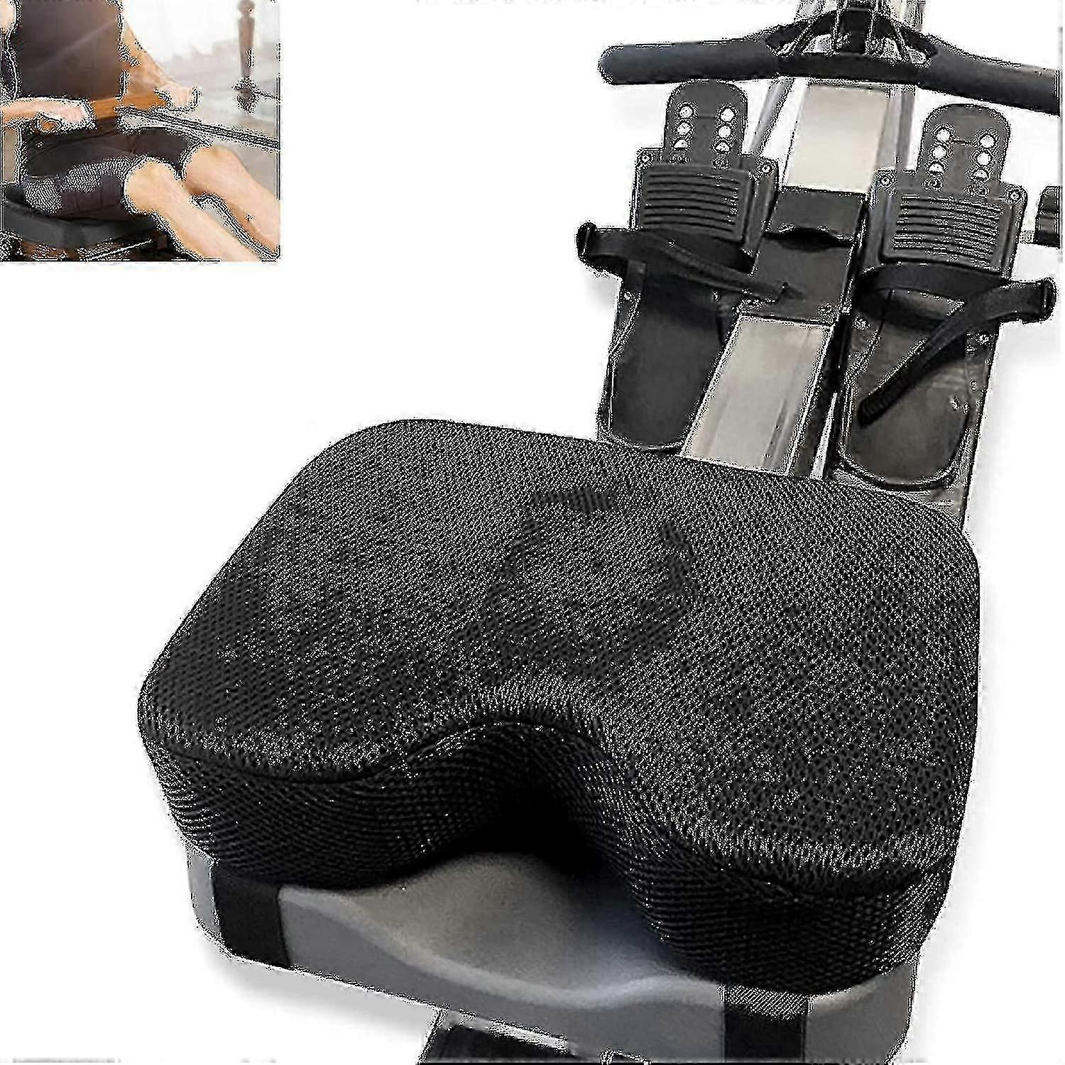 Rowing Machine Seat Cushion, With Custom Memory Foam, Washable Cover And Straps - Rowing Machine Cushion Alternative - Rower Accessories