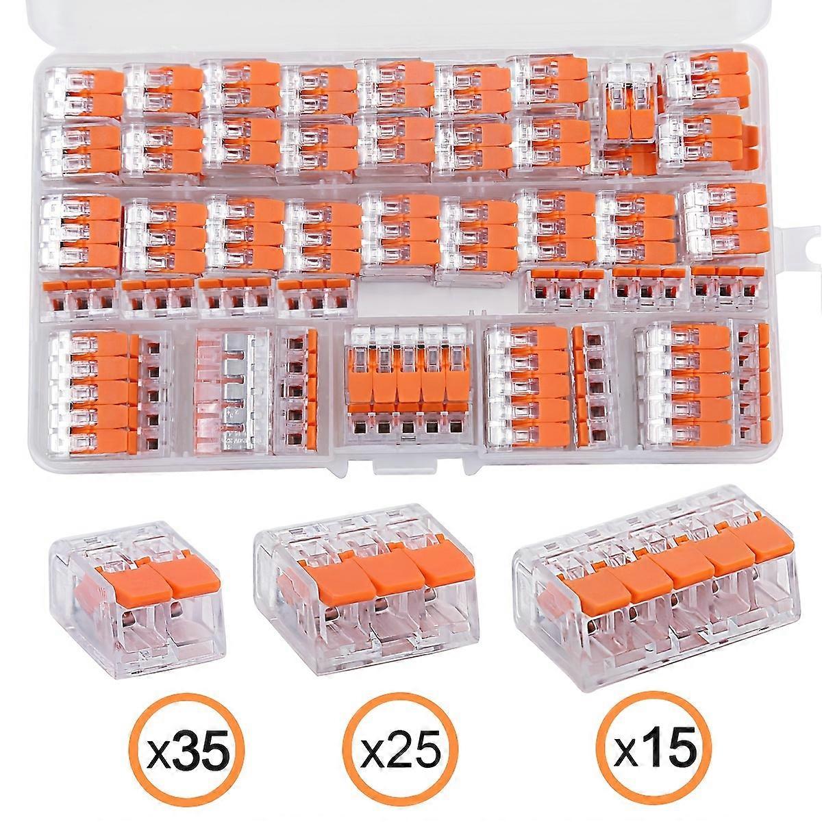 10/75pcs 1set Compact Wire Connector Kit - Splice Solid, Stranded, and Flexible Wires - 2, 3, and 5 Port Assortment Pack - Easy and Secure Electrical