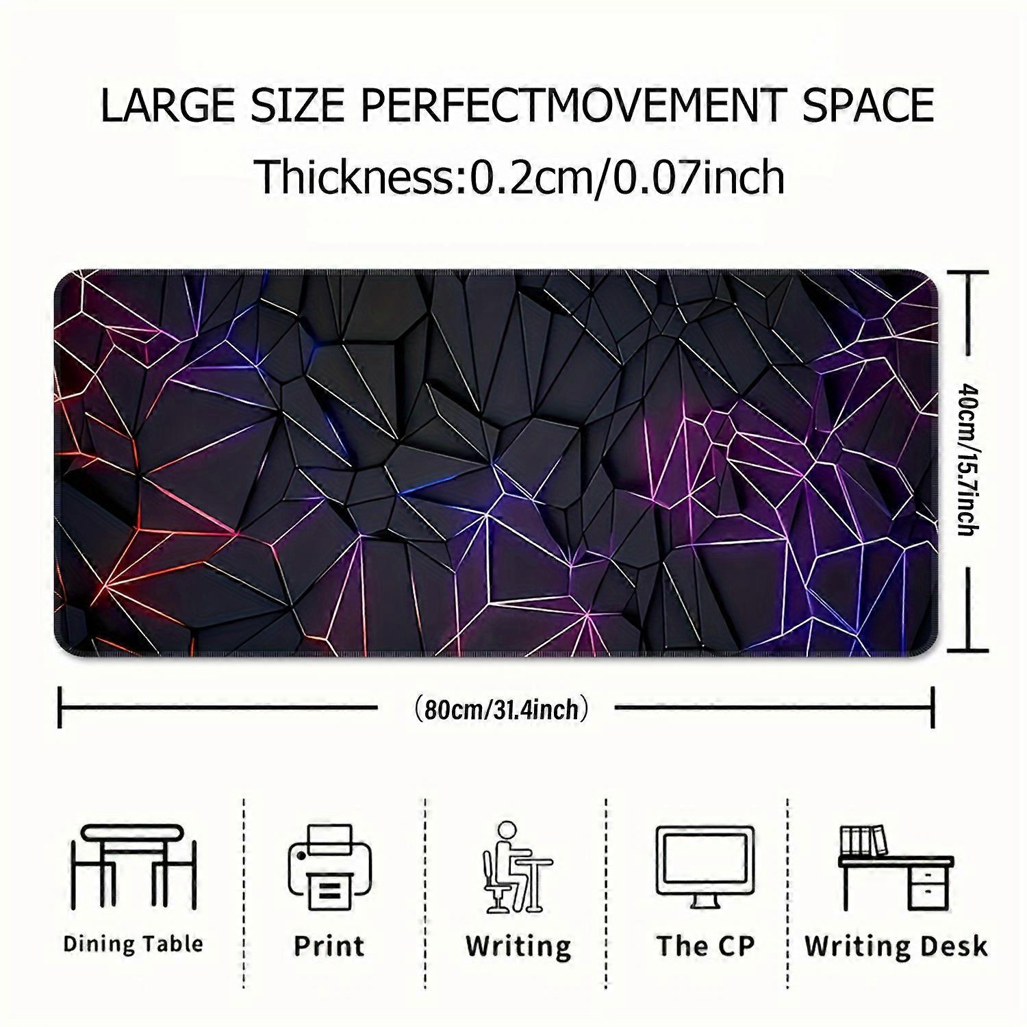 1 pc Gaming Mouse Pad with 3D Patchwork Pattern, Non-Slip Rubber Base, Waterproof for Office and Home Use