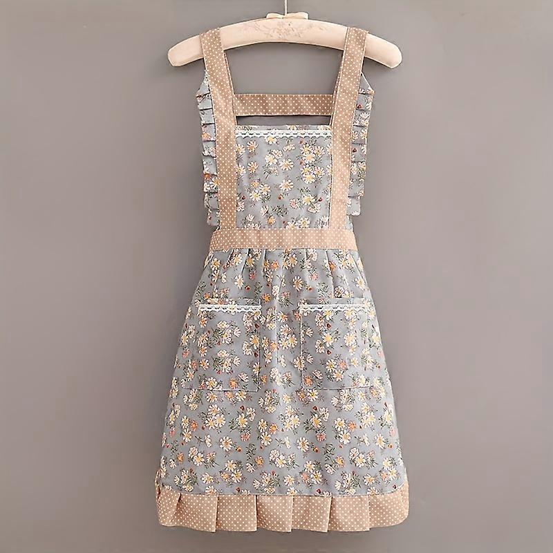 1pc, Polyester Apron, Simple Style Apron, Pocket Floral Sleeveless Apron, Thickened Cute Waterproof Waist Apron, Fashion Housework Kitchen Household W
