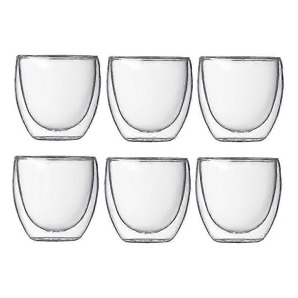 Glas Dubbelväggig Värmeisolerad Tumlare Espresso Tekopp - 6st 80ml 2.7oz