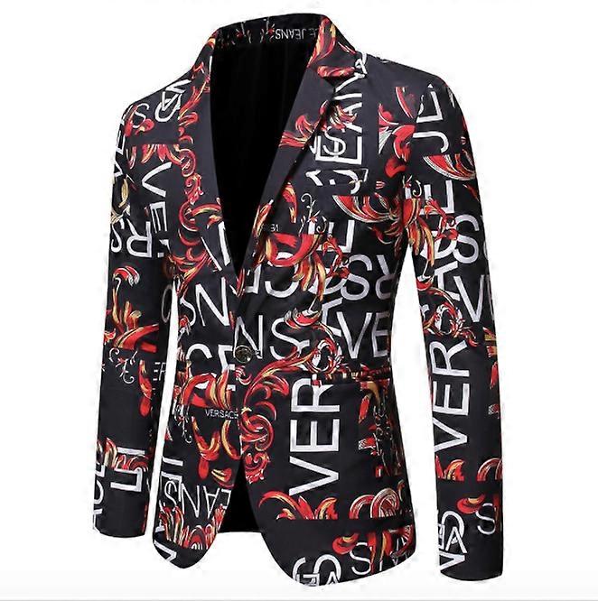 Letter print slim suit jacket