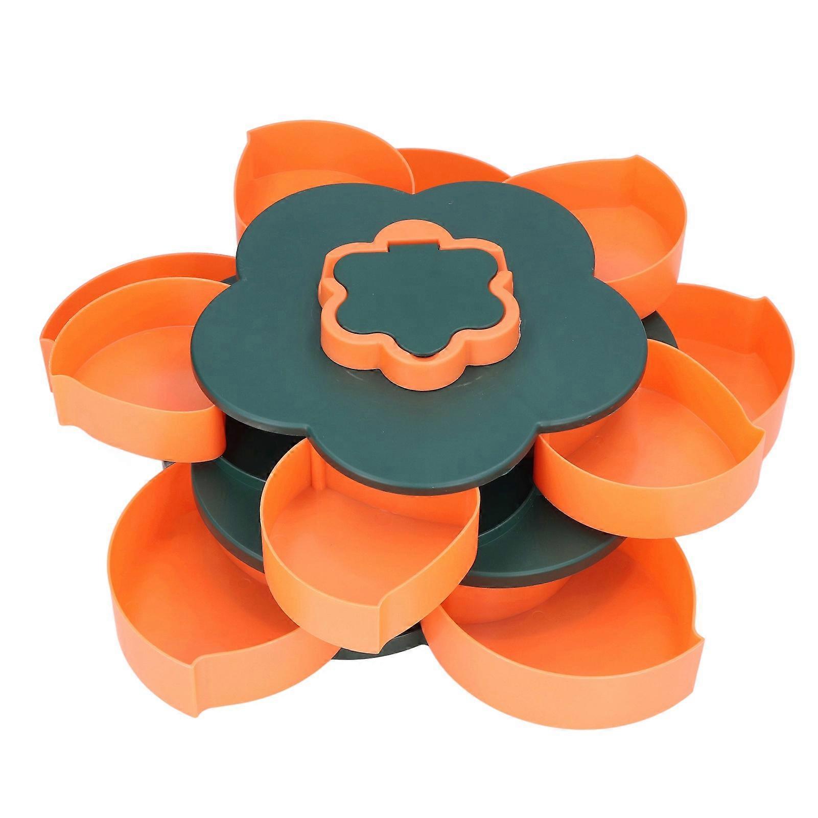 Snack Serving Tray Multifunction Large Capacity Flower Shape Nut Candy Serving Container compatible Home Double Layer
