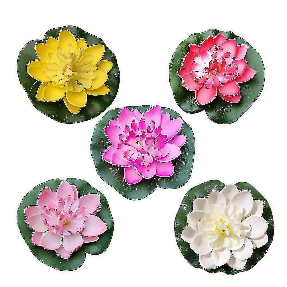 5pcs Floating Water Lily Eva Material Simulation Durable Artificial Water Lily Lotus For Fish Tank Pond Patio Garden